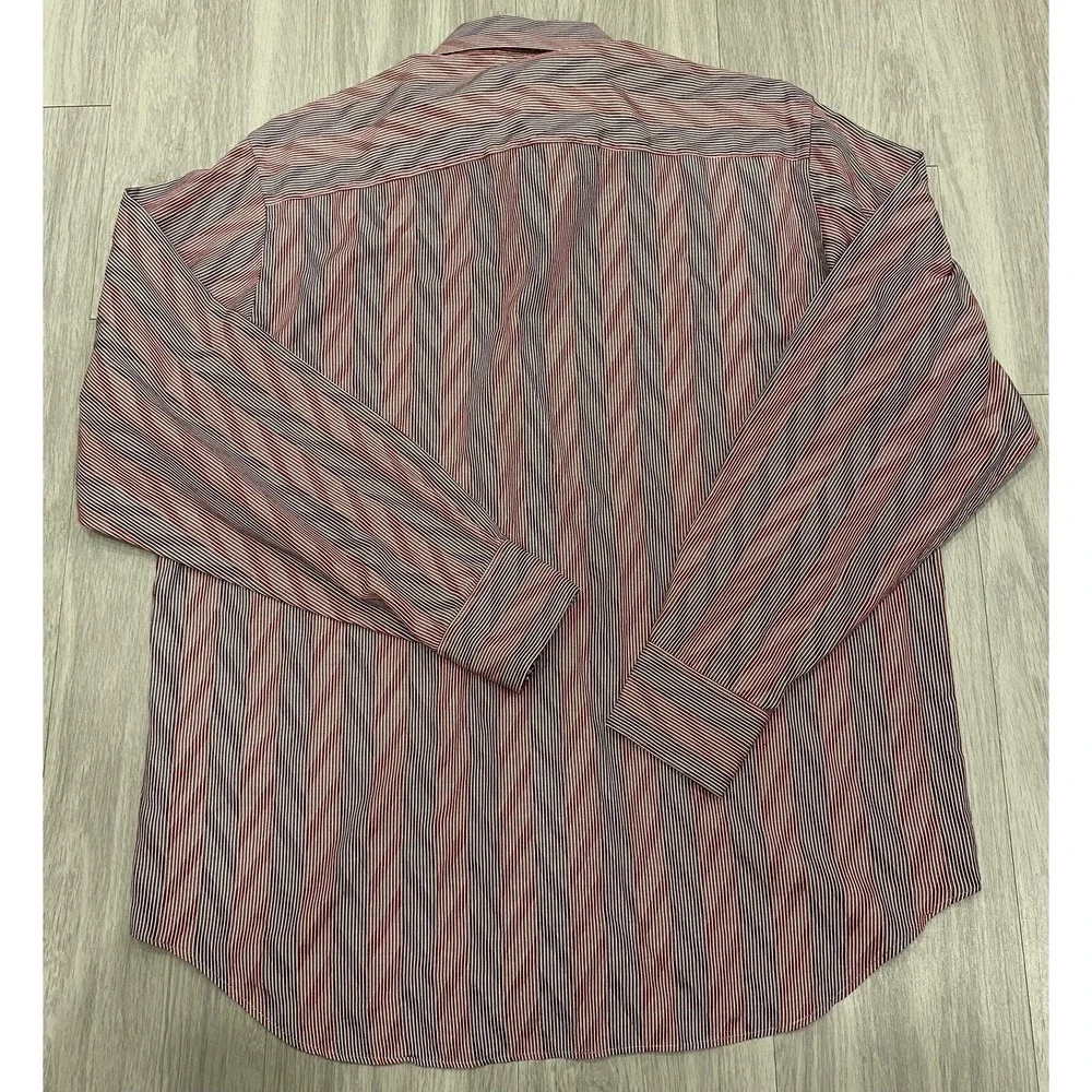 Johnston Murphy Mens L/S Geometric Tailored Fit Red Dress Shirt Size Large L EUC